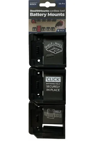 Offre Du Jour StealthMounts Supports de batterie Bosch 18v 6-pack NOIR BM-BO18-6