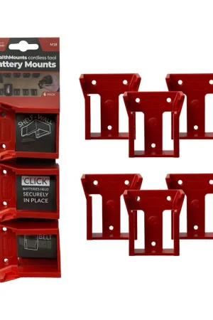 Acheter Direct StealthMounts Supports de batteries Milwaukee 18v 6-pack ROUGE BM-MW18-RED-6