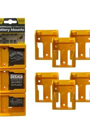 StealthMounts Supports de batteries DeWalt 18V & 54V 6-pack JAUNE BM-DW20-YLW-6 Pas Cher