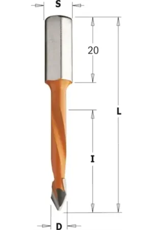 2 Flute dowel drills for through holes Achat Immédiat