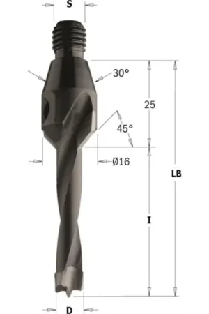Vente Flash Dowel drills with threaded shank with countersink