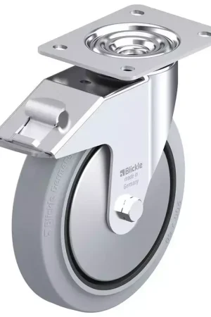 Achat Immédiat Blickle - Roulette Pivotante Avec Frein 250Kg en Caoutchouc