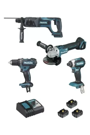 Vente Flash Makita - Ensemble De 4 Machines 18 V Li-Ion 5 Ah (Dga504 + Ddf482 + Dhr241 + Dtd153)